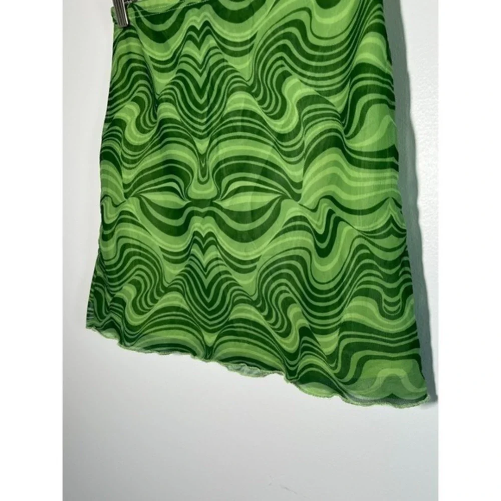 Y2K Skirt Forest‎ Fairy Boho Festival Mesh Elastic Womens XS Green